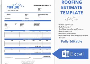 Printable Roof Estimate Template